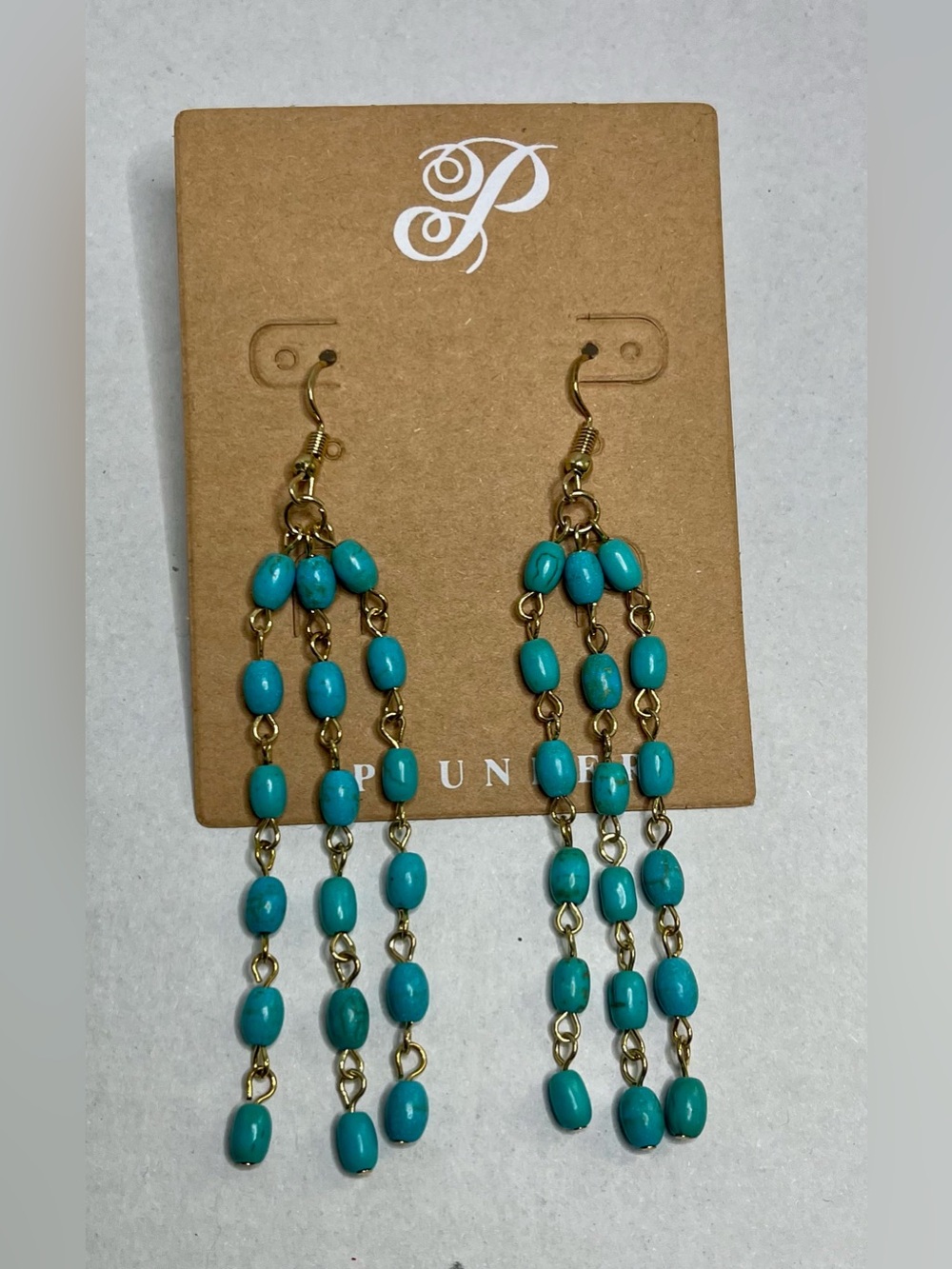🆕 Plunder Turquoise and Gold Dangle Earrings